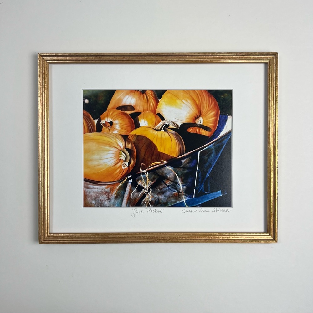 New Fine Art Print Pumpkins in Rustic  Wheelbarrow “Just Picked”